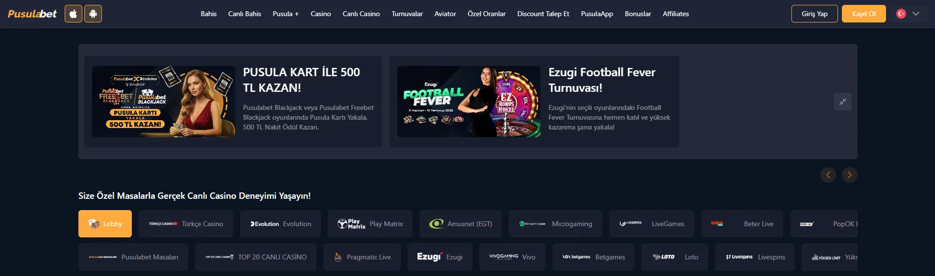 Pusulabet canlı casino masaları